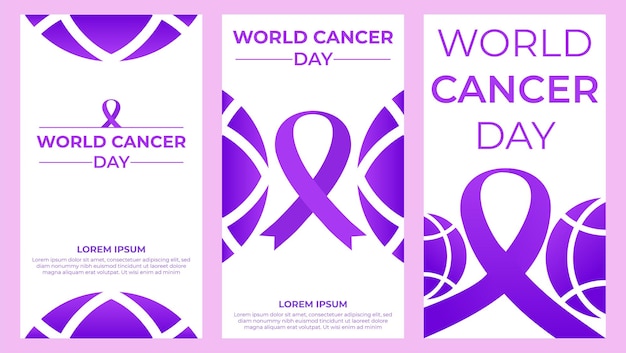 world cancer day purple ribbon illustration social media stories