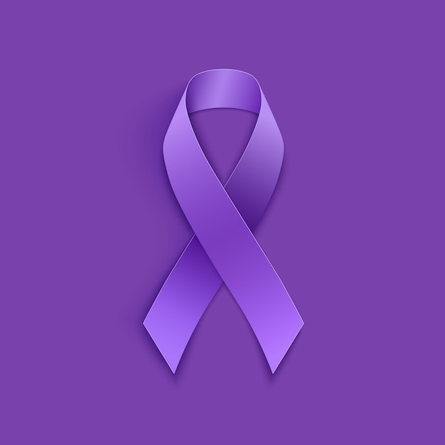 Vector world cancer day purple ribbon