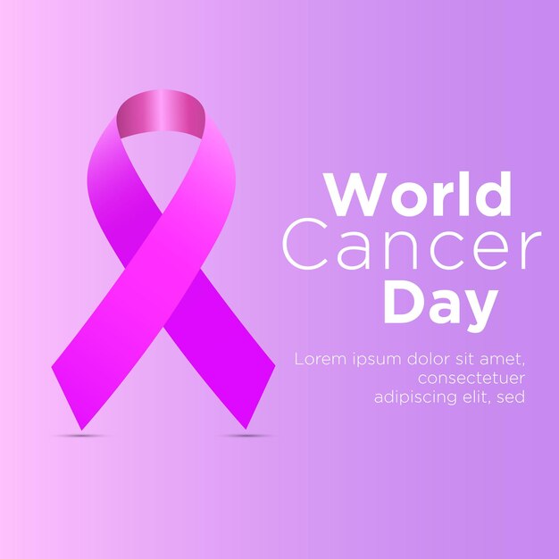 Vector world cancer day with parpel color ribbon