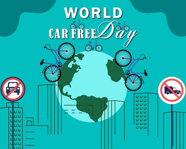 World car free day vector illustration design for social media poster and banner