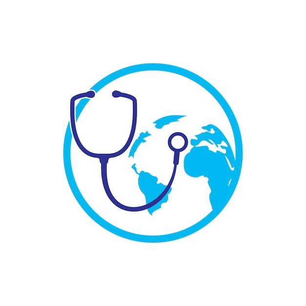 World care vector logo template Globe sign and stethoscope doctor vector logo design template