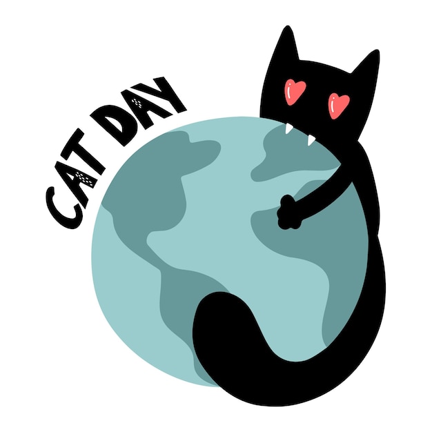 World cat day. Great purr day. Logo, label, emblem for the holiday of cats