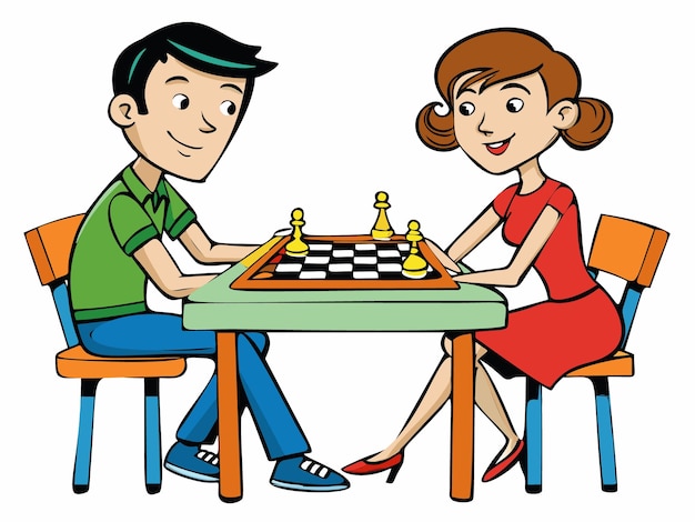 World Chess Day young couple engaged in a chess game vector and art