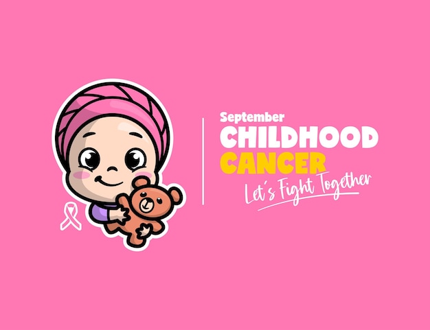 World childhood cancer poster design with a sick child illustration