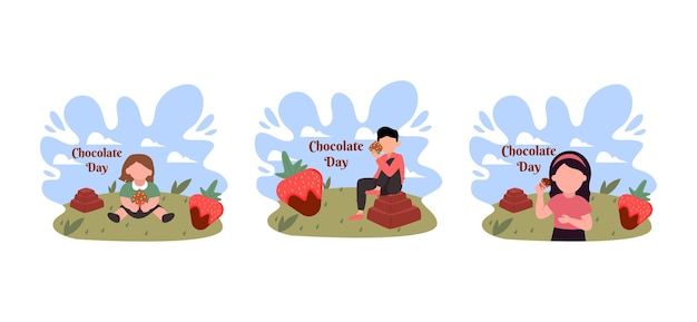 World Chocolate Day Flat Bundle Design Illustration