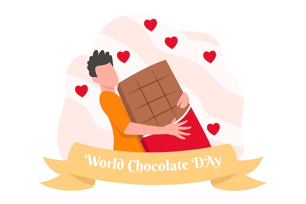 Vector world chocolate day flat design illustration