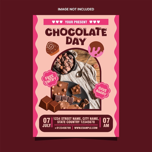 Vector world chocolate day flyer or poster template design