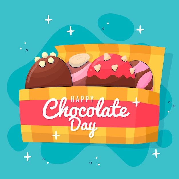 World chocolate day hand drawn flat illustration