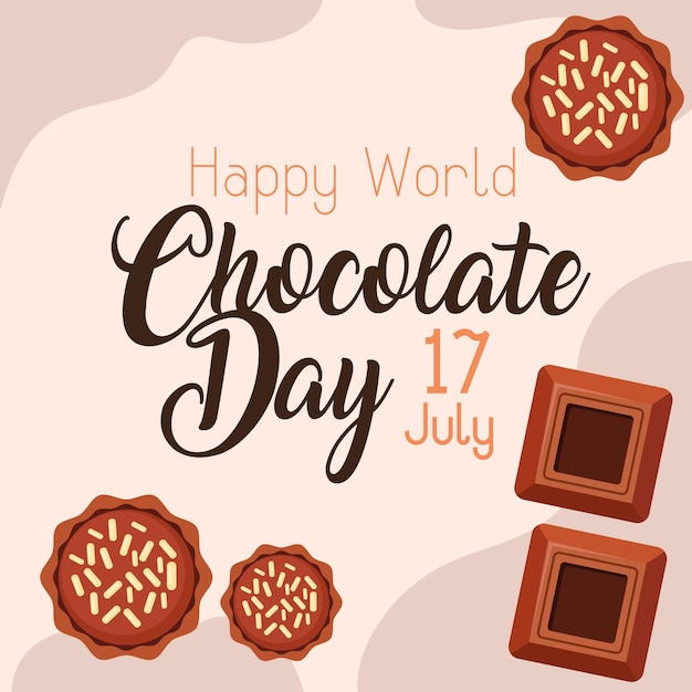 World Chocolate Day July 7 Poster chocolate bars for a banner poster or postcard background