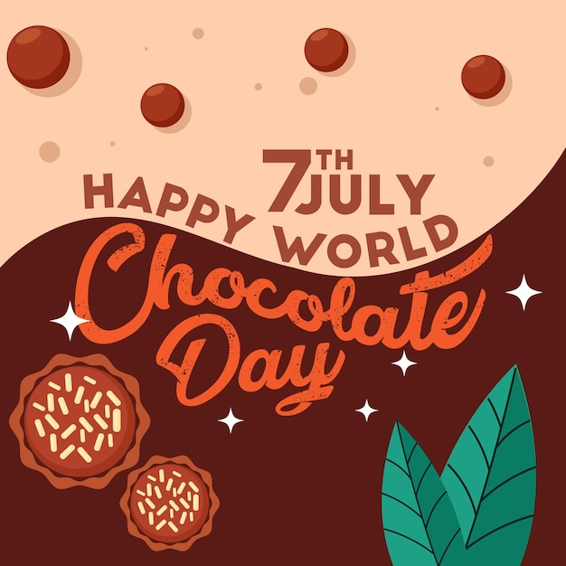 Vector world chocolate day july 7 poster chocolate bars for a banner poster or postcard background