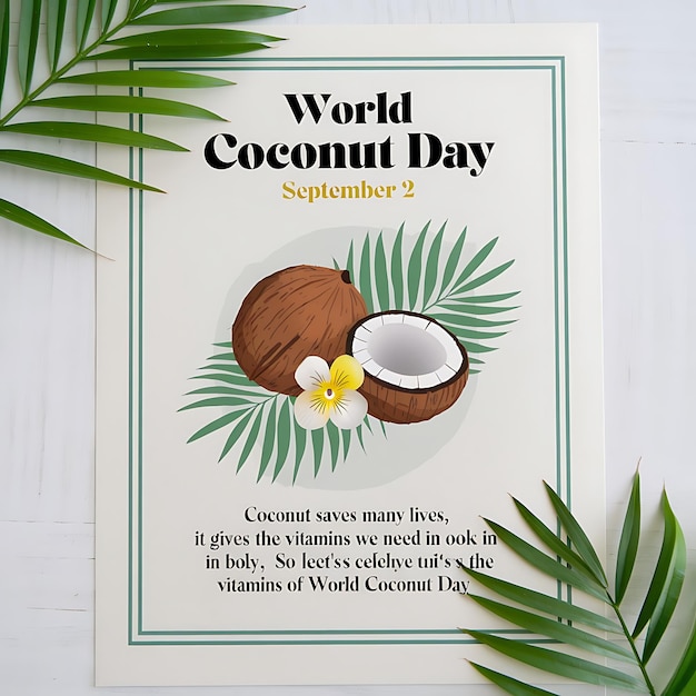 World Coconut Day Celebration Poster Vector Image Illustration