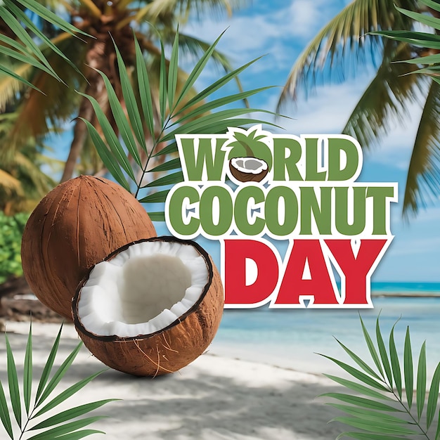 Vector world coconut day celebration poster vector image illustration