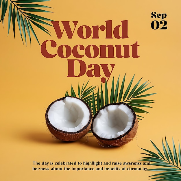 World Coconut Day Celebration Poster Vector Image Illustration