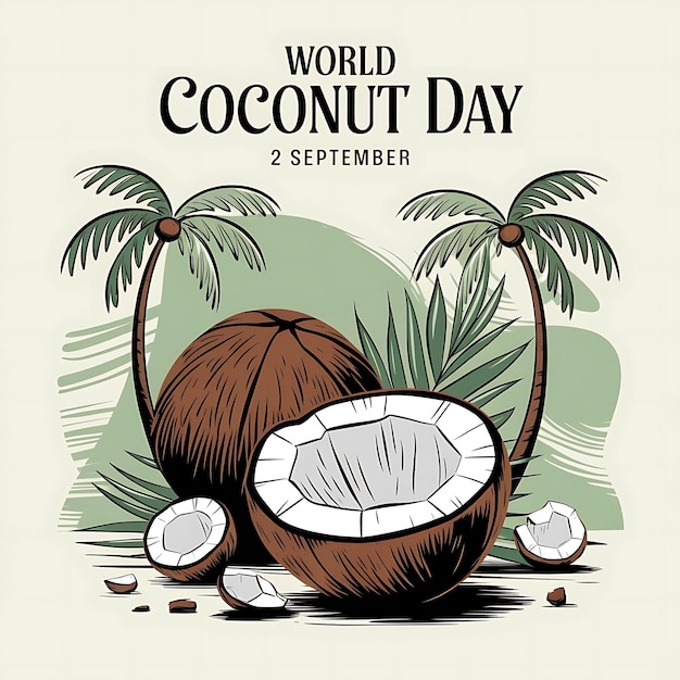 World Coconut Day Celebration Poster Vector Image Illustration