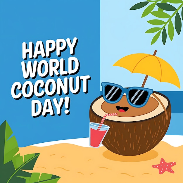 Vector world coconut day celebration poster vector image illustration