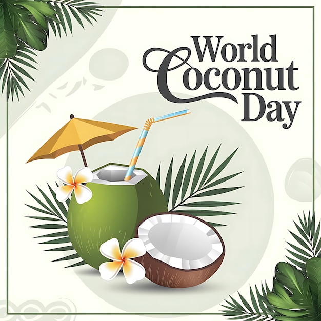 Vector world coconut day celebration poster vector image illustration