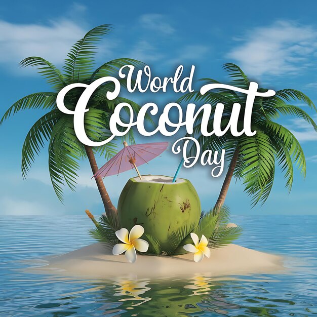 Vector world coconut day celebration poster vector image illustration