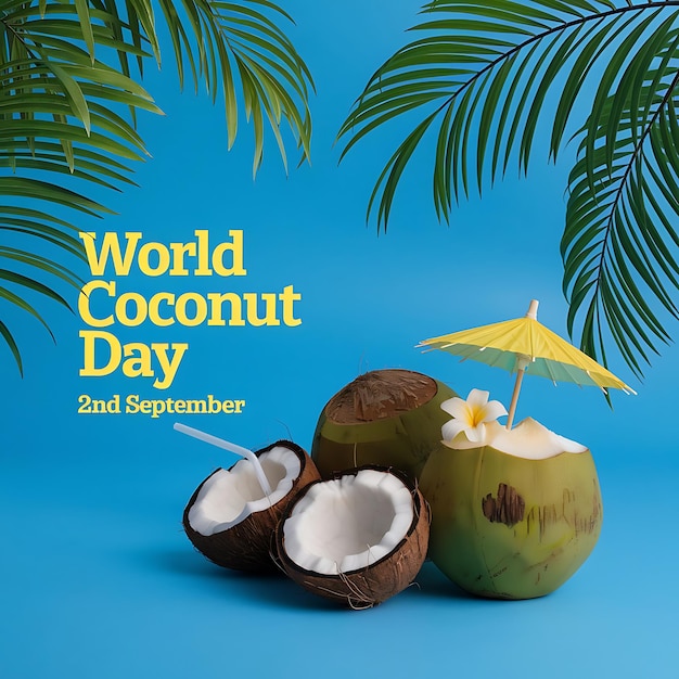 Vector world coconut day celebration poster vector image illustration