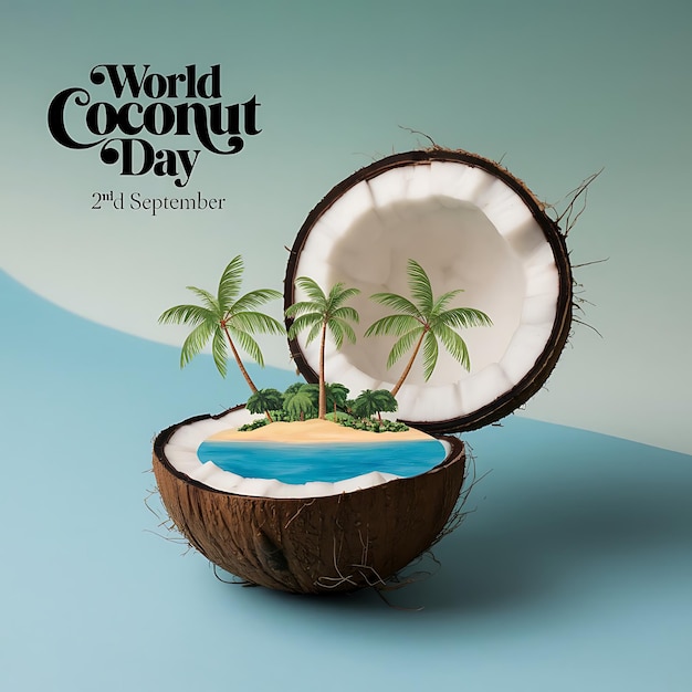 World Coconut Day Celebration Poster Vector Image Illustration