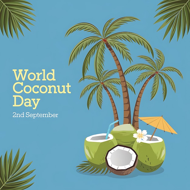 Vector world coconut day celebration poster vector image illustration