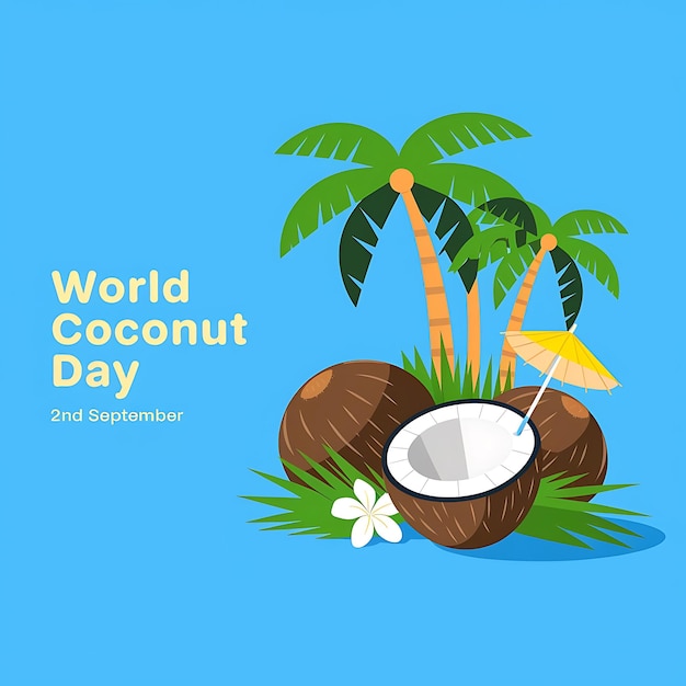 Vector world coconut day celebration poster vector image illustration