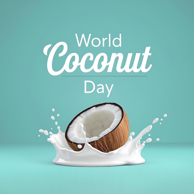 World Coconut Day Celebration Poster Vector Image Illustration