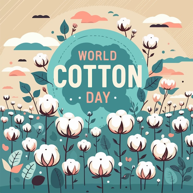 world cotton day vector art background illustration design