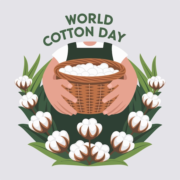 world cotton day vector art background illustration design