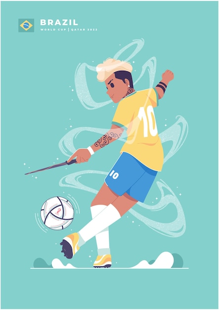 world cup series iconic brazilian soccer player poster design