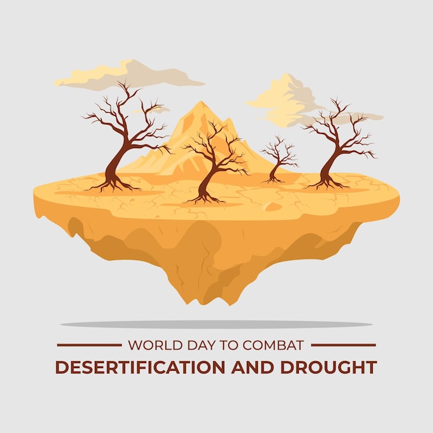 World Day to Combat Desertification and Drought with illustration vector graphic of dry dead trees