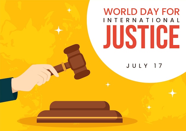 World Day for International Justice Vector Illustration with Scales or Judge Gavel in Templates