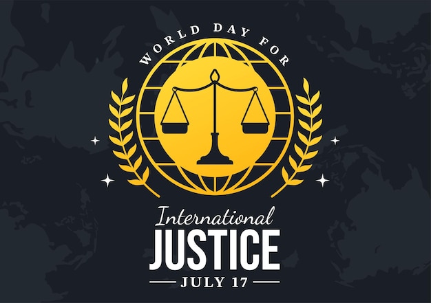 World Day for International Justice Vector Illustration with Scales or Judge Gavel in Templates