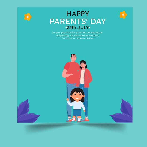 World day of parents vector illustration social media template design vector