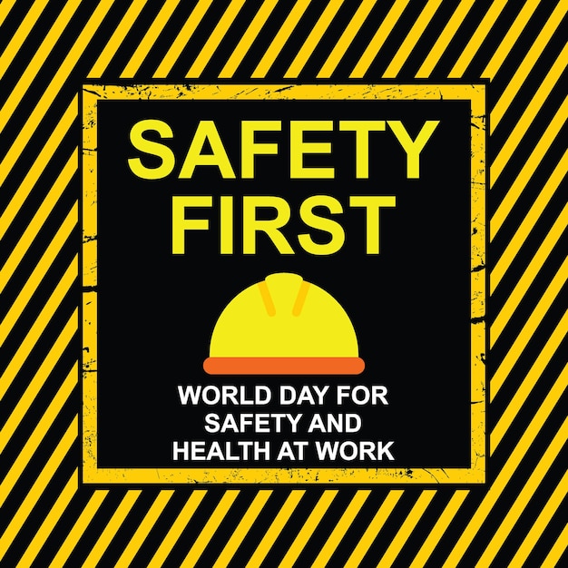 Vector world day for safety and health at work poster and banner