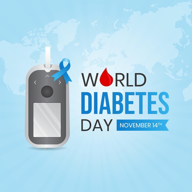 World Diabetes Day November 14th with glucose meter illustration