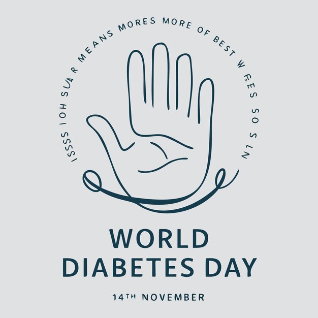 World Diabetes Day Poster Minimalist Design with Blue Ribbon and Awareness Message vector