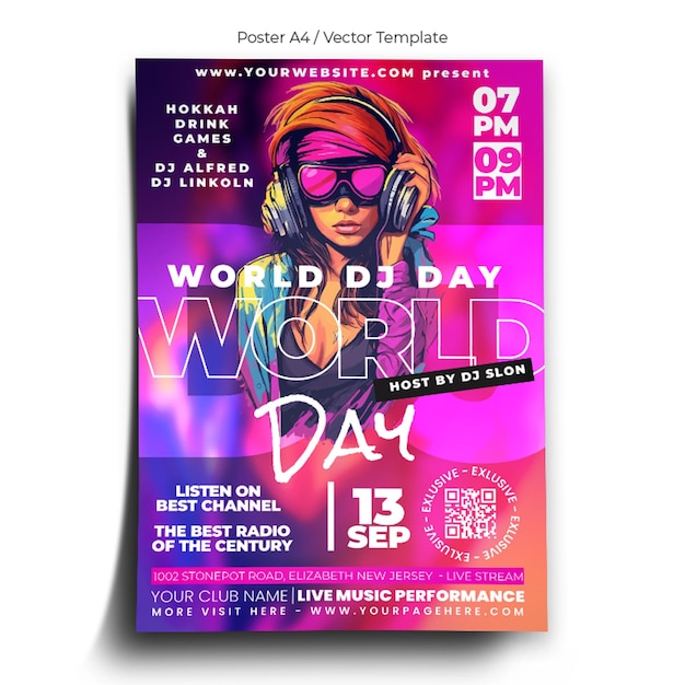 World Dj Day Poster Template