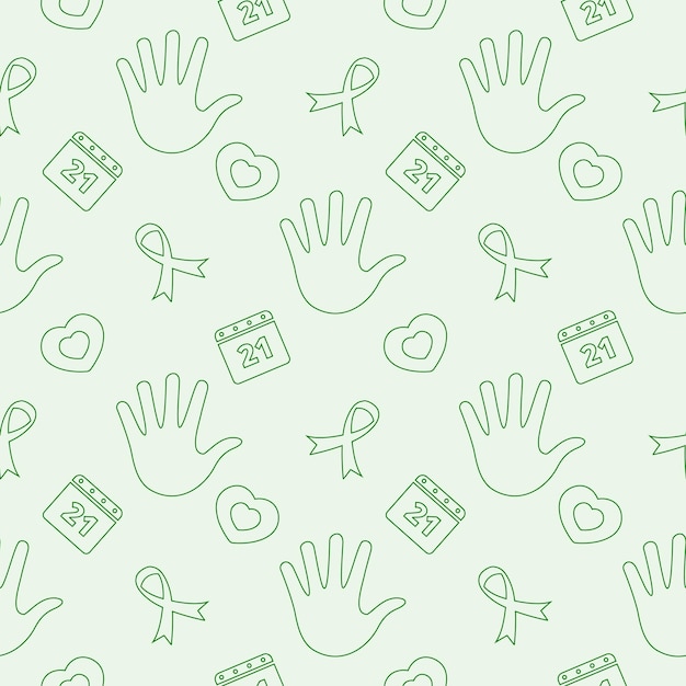 World Down Syndrome Day Seamless Pattern Design in Template Hand Drawn Cartoon Flat Illustration