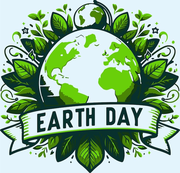 World Earth Day concept with green planet vector illustration