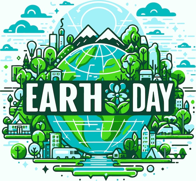 World Earth Day concept with green planet vector illustration