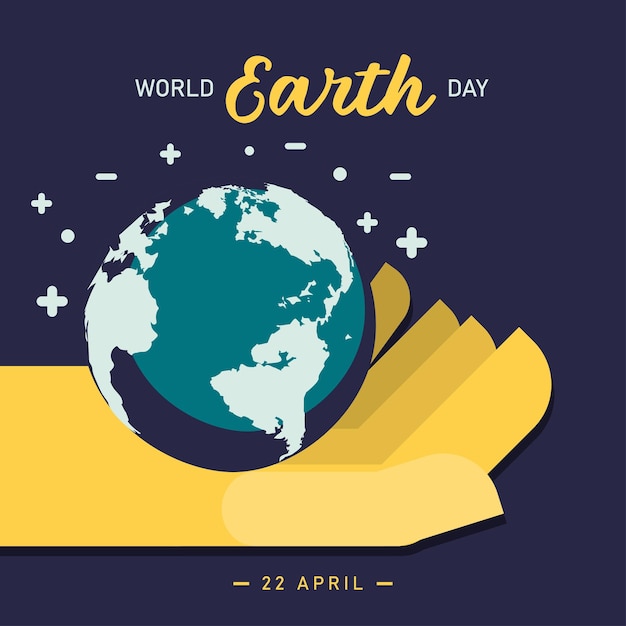 World Earth Day Poster banner template 22 April Globe in hand flat illustration vector