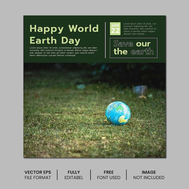 Vector world earth day social media template