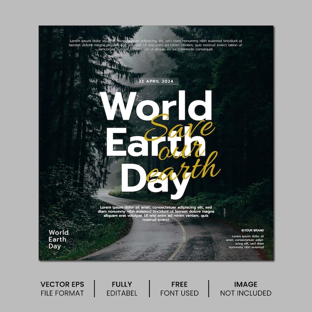 Vector world earth day social media template