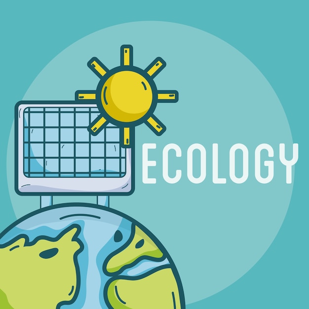 Vector world ecology with green energy cartoons 