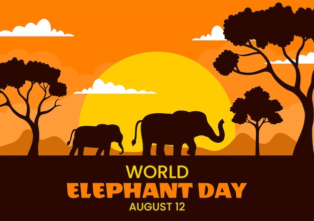 World Elephant Day Vector Illustration with Elephants Animals for Salvation Efforts and Conservation