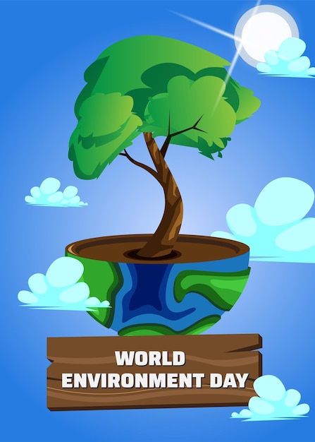 World environment day in cartoonstyle illustrations