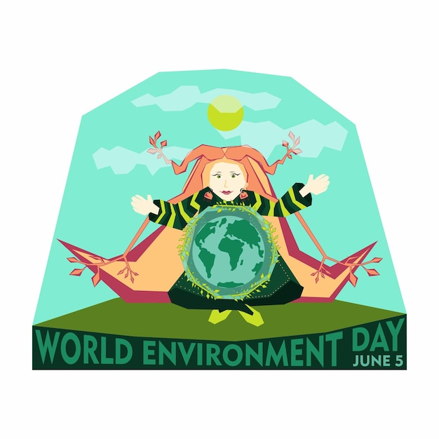 World Environment day or Earth day concept Save our planet Vector illustration isolated on white background