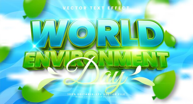 Vector world environment day editable text effect suitable to celebrate the environment day event