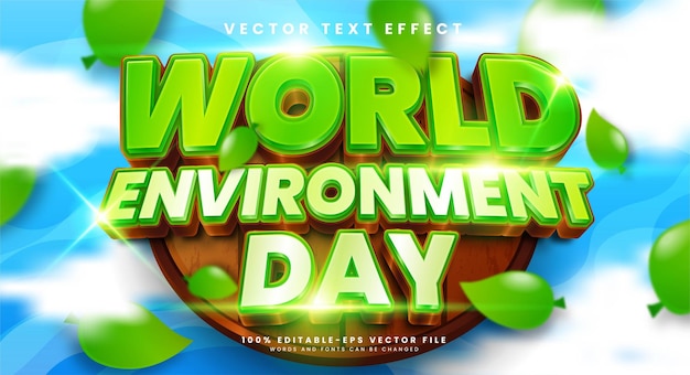 Vector world environment day editable text effect suitable to celebrate the environment day event