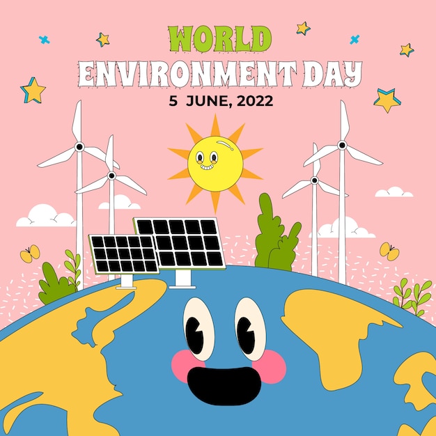 World environment day hand drawn flat illustration